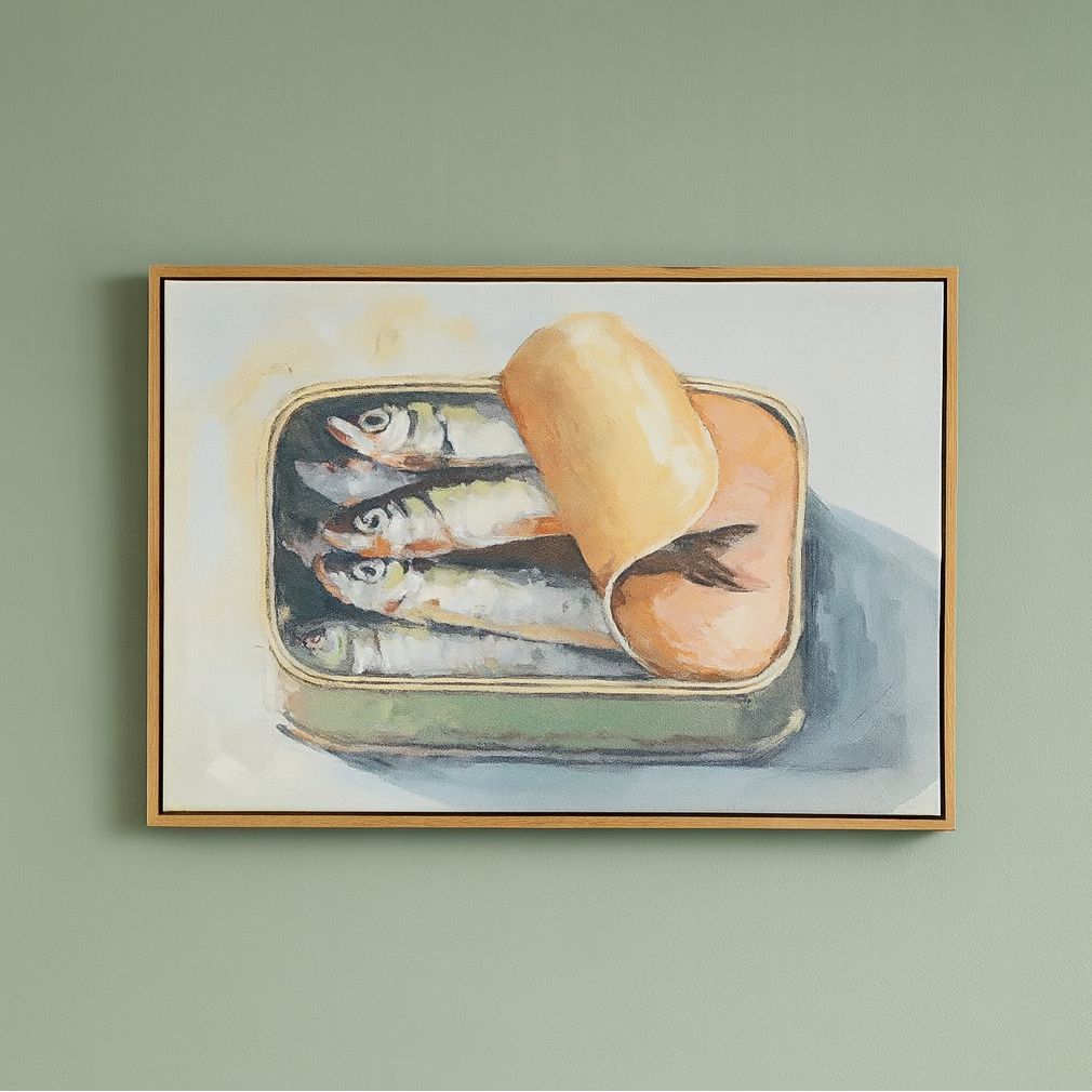 SCATOLA TEAK FRAME OIL PAINTING ARTWORK