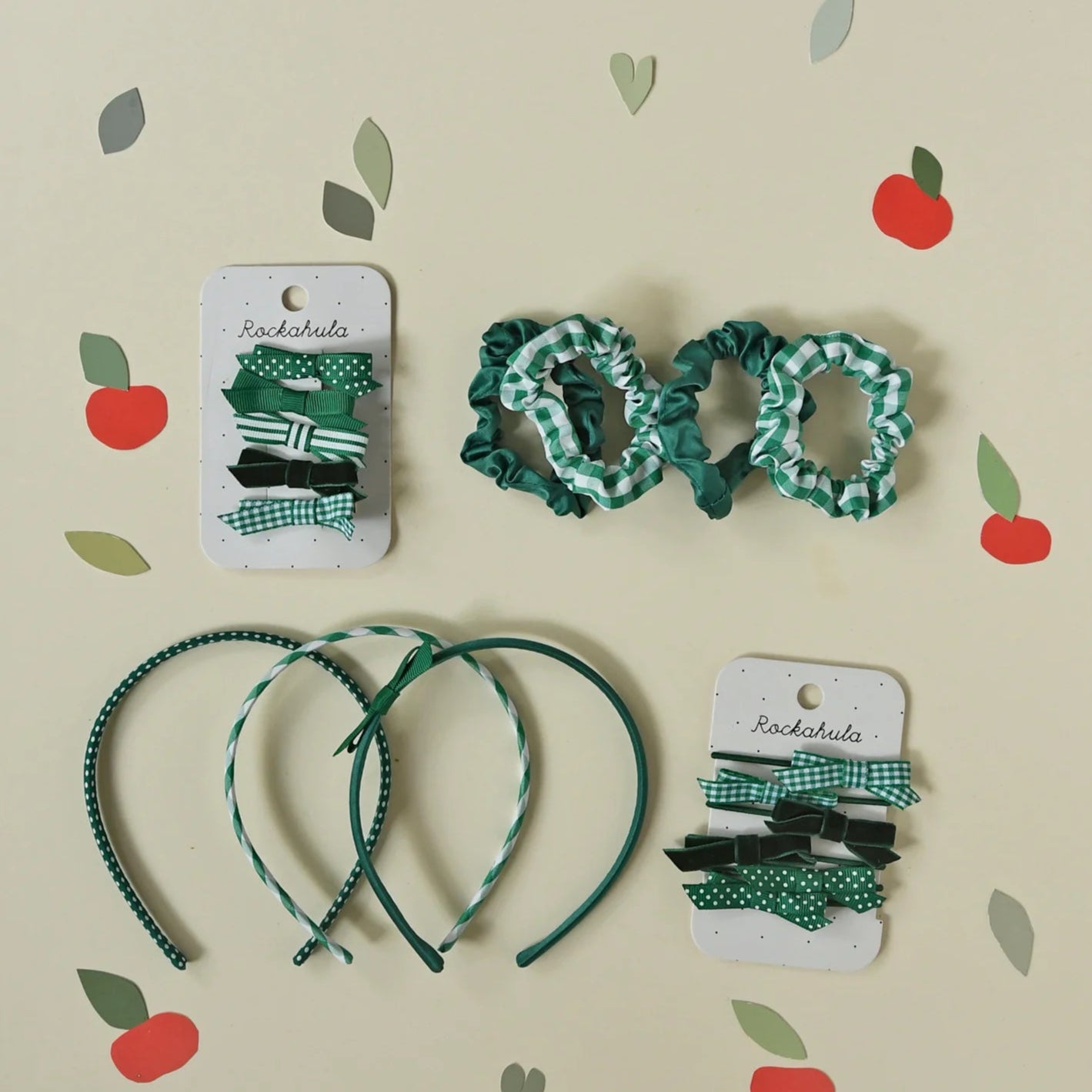 ROCKAHULA KIDS SCHOOL BOW CLIP SET: GREEN