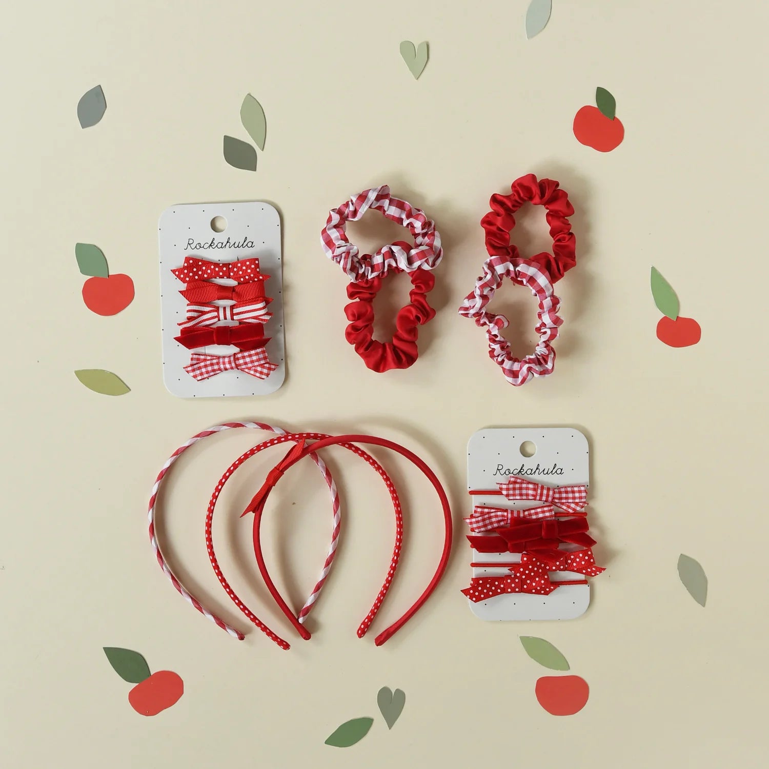 ROCKAHULA KIDS SCHOOL CHECK AND SATIN SCRUNCHIE SET: RED