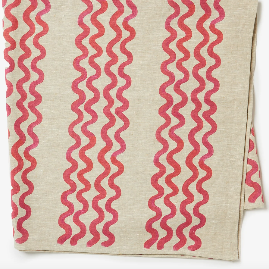 BONNIE AND NEIL TABLECLOTH: DOUBLE WAVES/ PINK