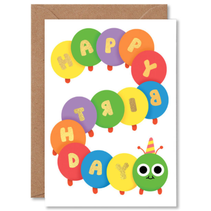 WRAP HAPPY BIRTHDAY CATERPILLAR CARD