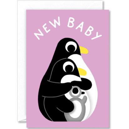 WRAP NEW BABY PENGUINS CARD