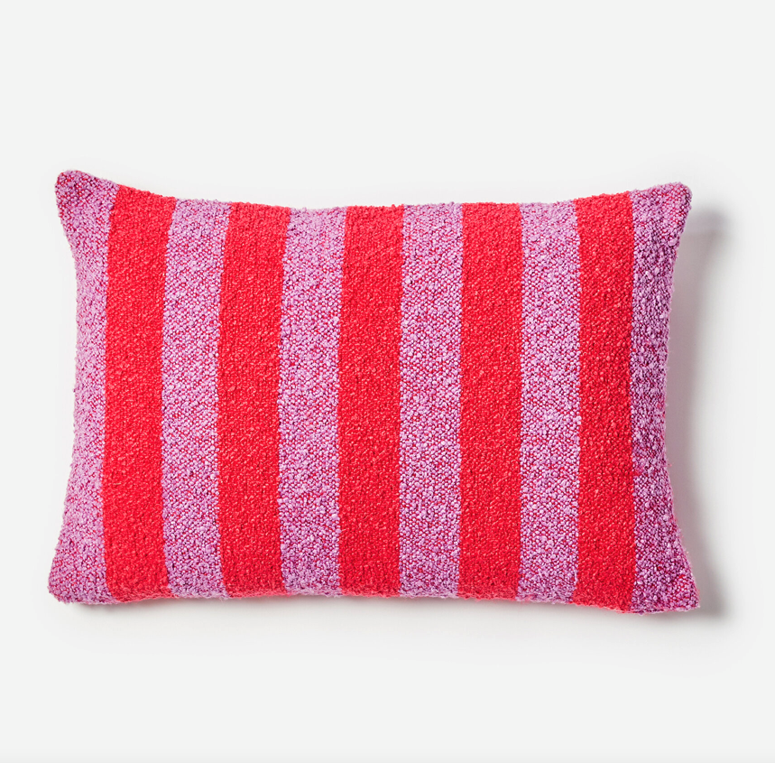 BONNIE AND NEIL STRIPE BOUCLE CUSHION: CANDY/ 60 X 40CM
