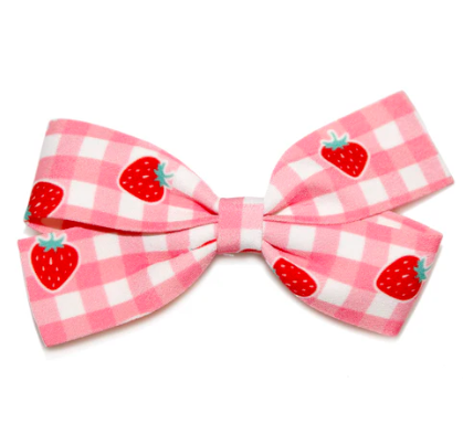 GOODY GUMDROPS STRAWBERRY GINGHAM BIG BOW CLIP: PEACH