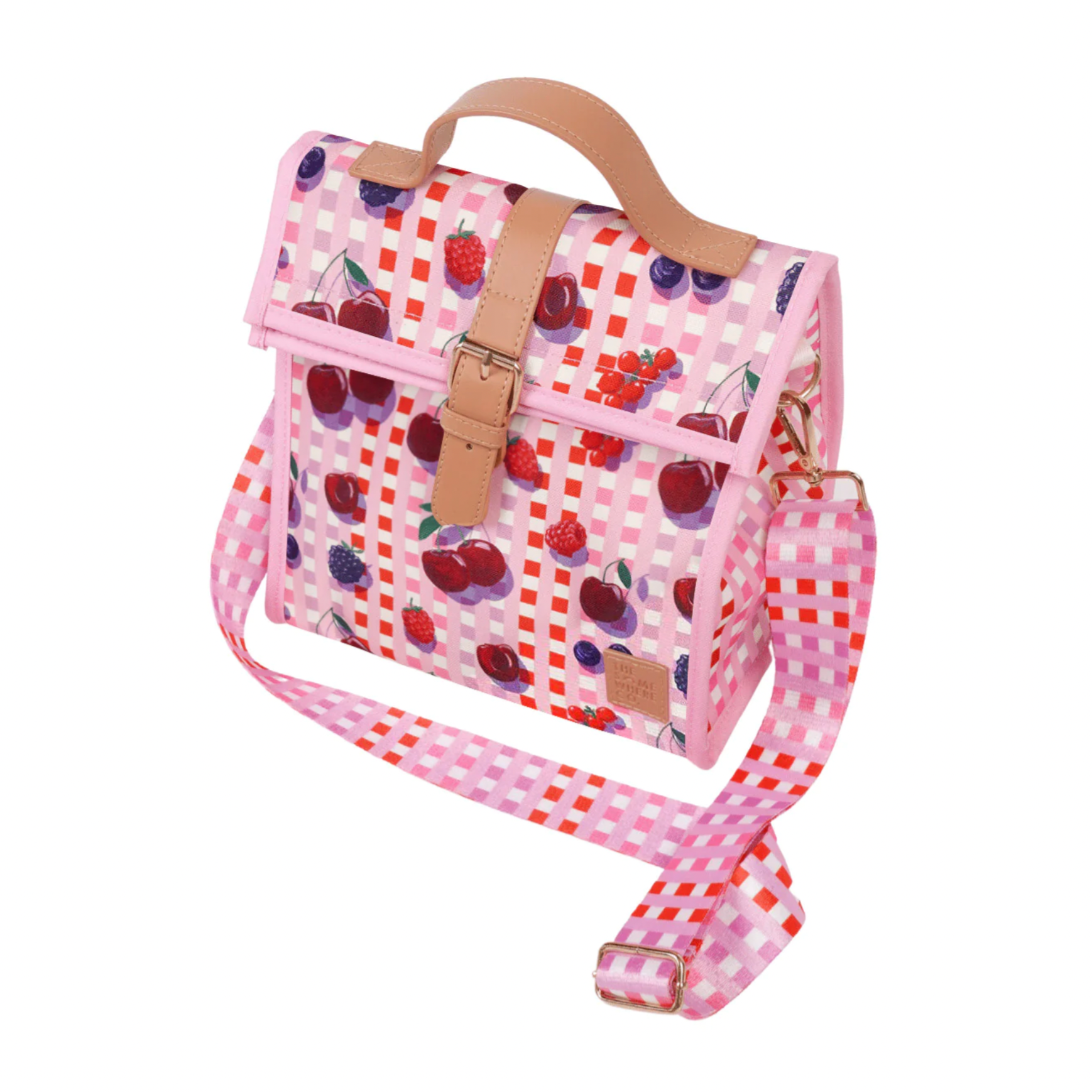 THE SOMEWHERE CO SUNDAE CHERRIES LUNCH SATCHEL WITH SHOULDER STRAP