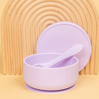 KIIN SILICON SUCTION BOWL WITH LID + SPOON SET
