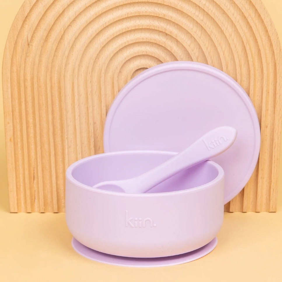 KIIN SILICON SUCTION BOWL WITH LID + SPOON SET