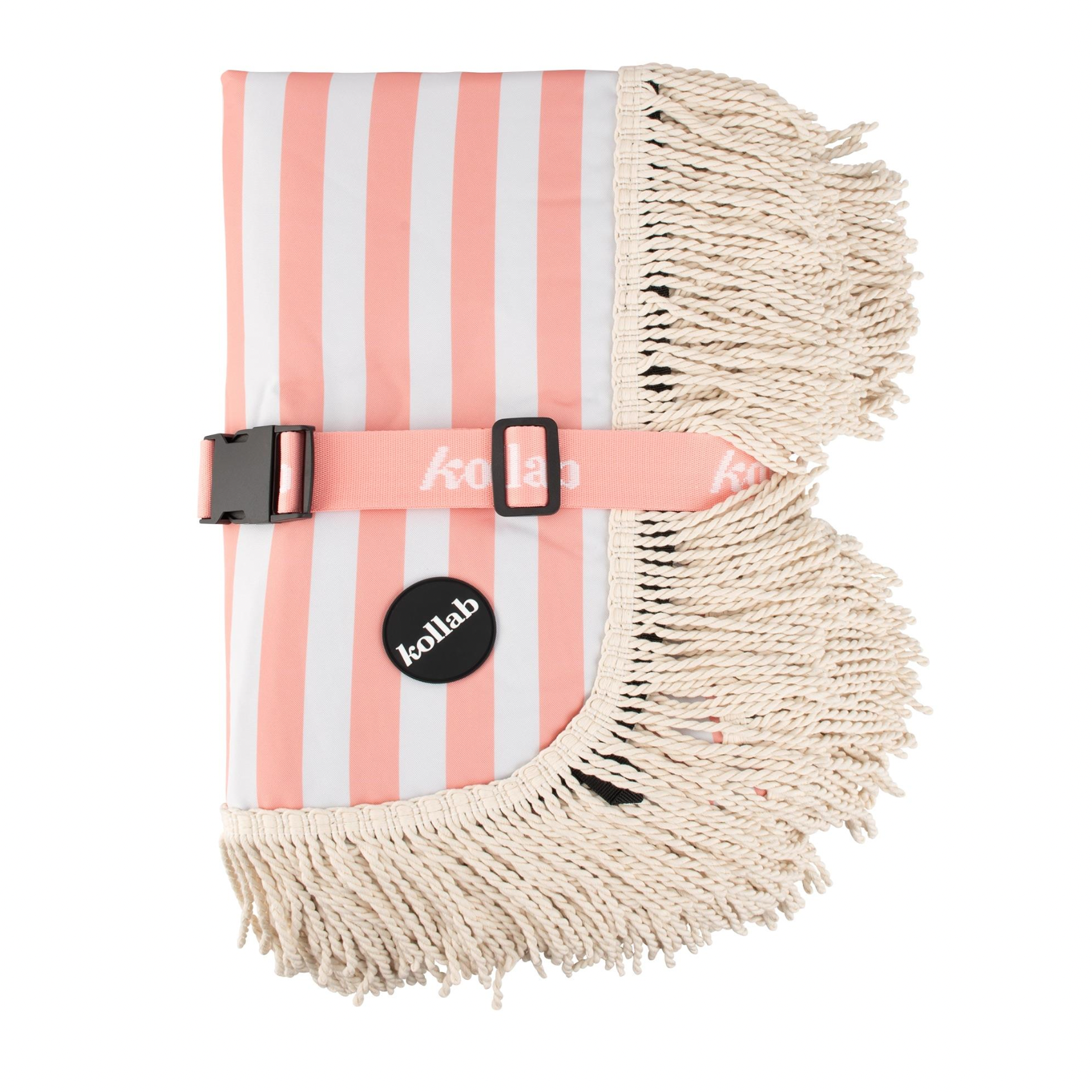 KOLLAB FRINGED MEDIUM PICNIC MAT: CORAL STRIPE