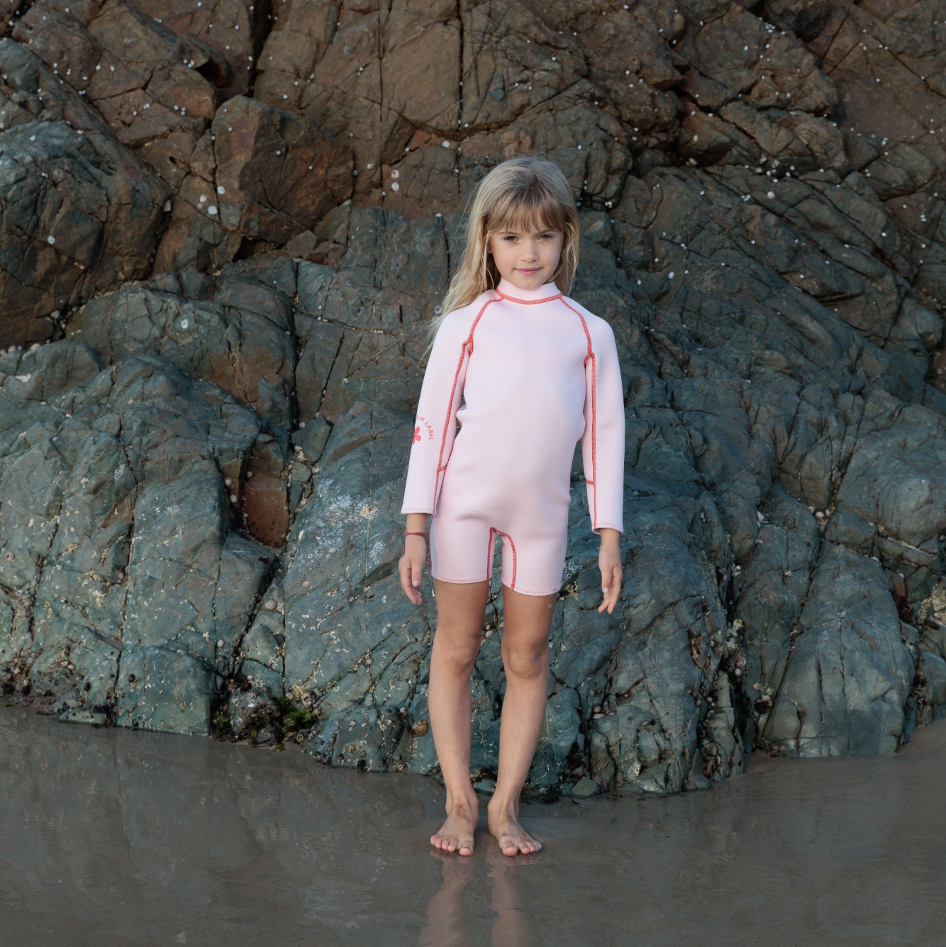 SUMMER SUN LABEL L/S SPRINGSUIT: POWDER PINK/ TOMATO