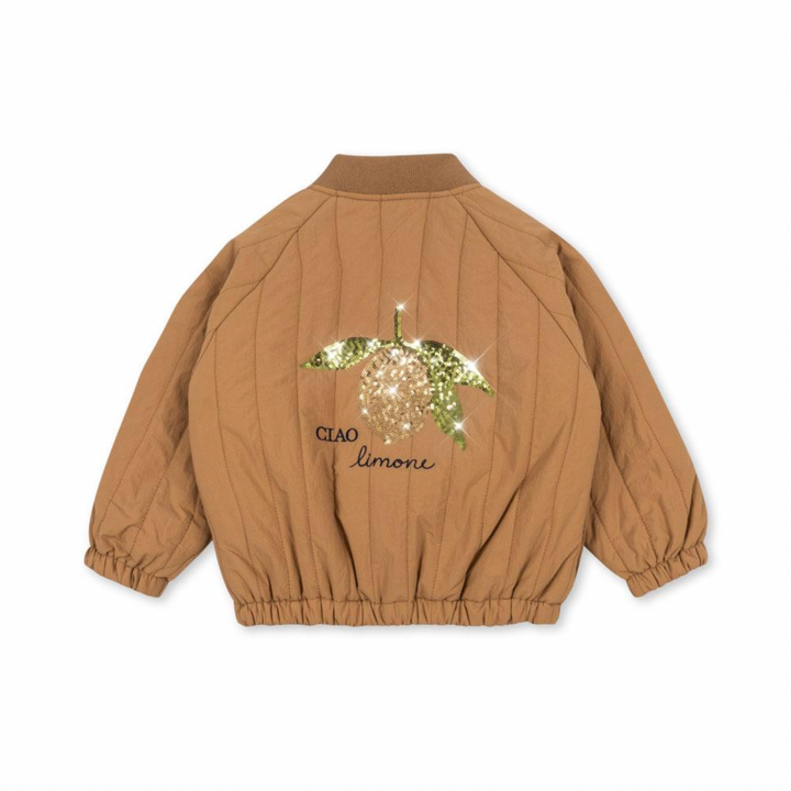 KONGES SLOJD JUNO SEQUIN BOMBER JACKET: TOBACCO BROWN