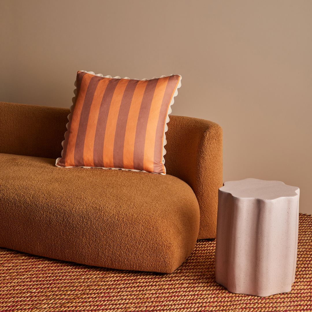 BONNIE AND NEIL BOLD STRIPE CUSHION: PEACH/60CM