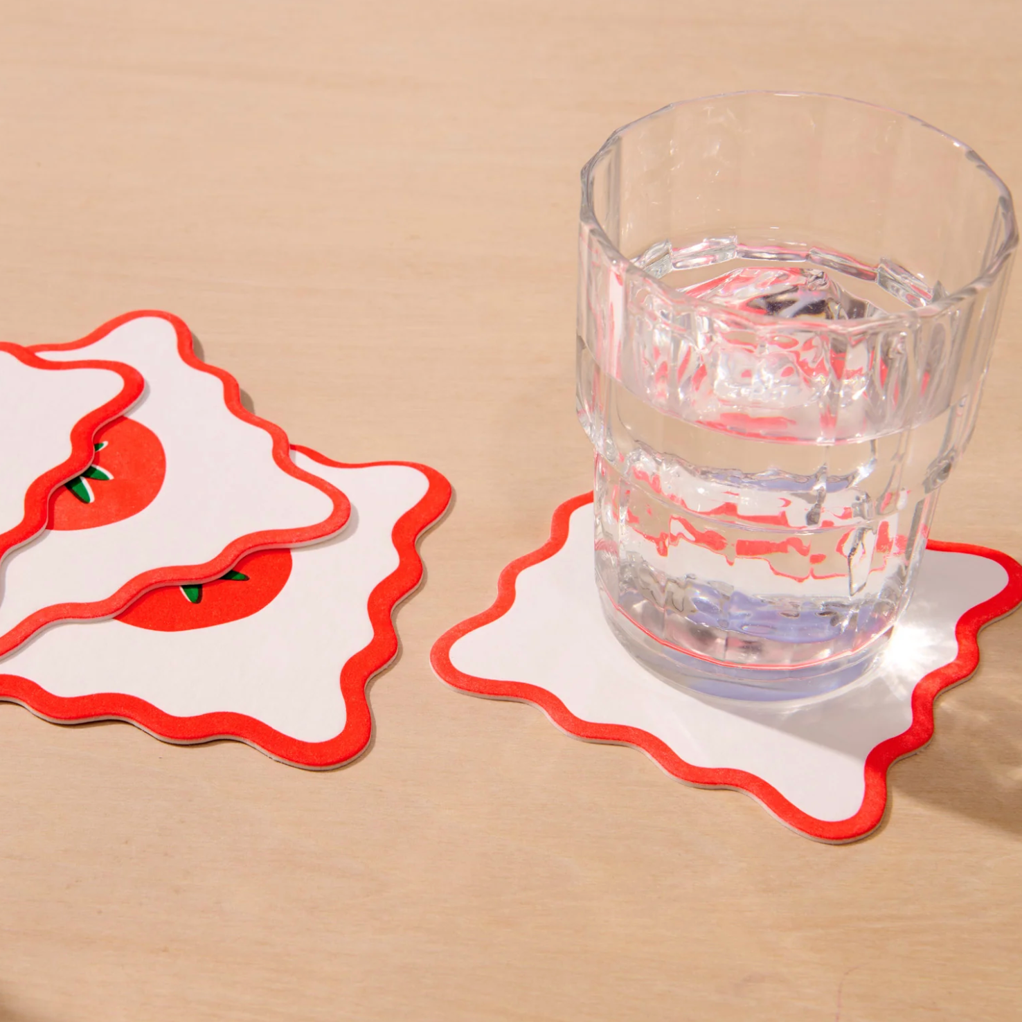 AND HERE WE ARE CRUDITE VELLUM COASTERS 4PC: TOMATO