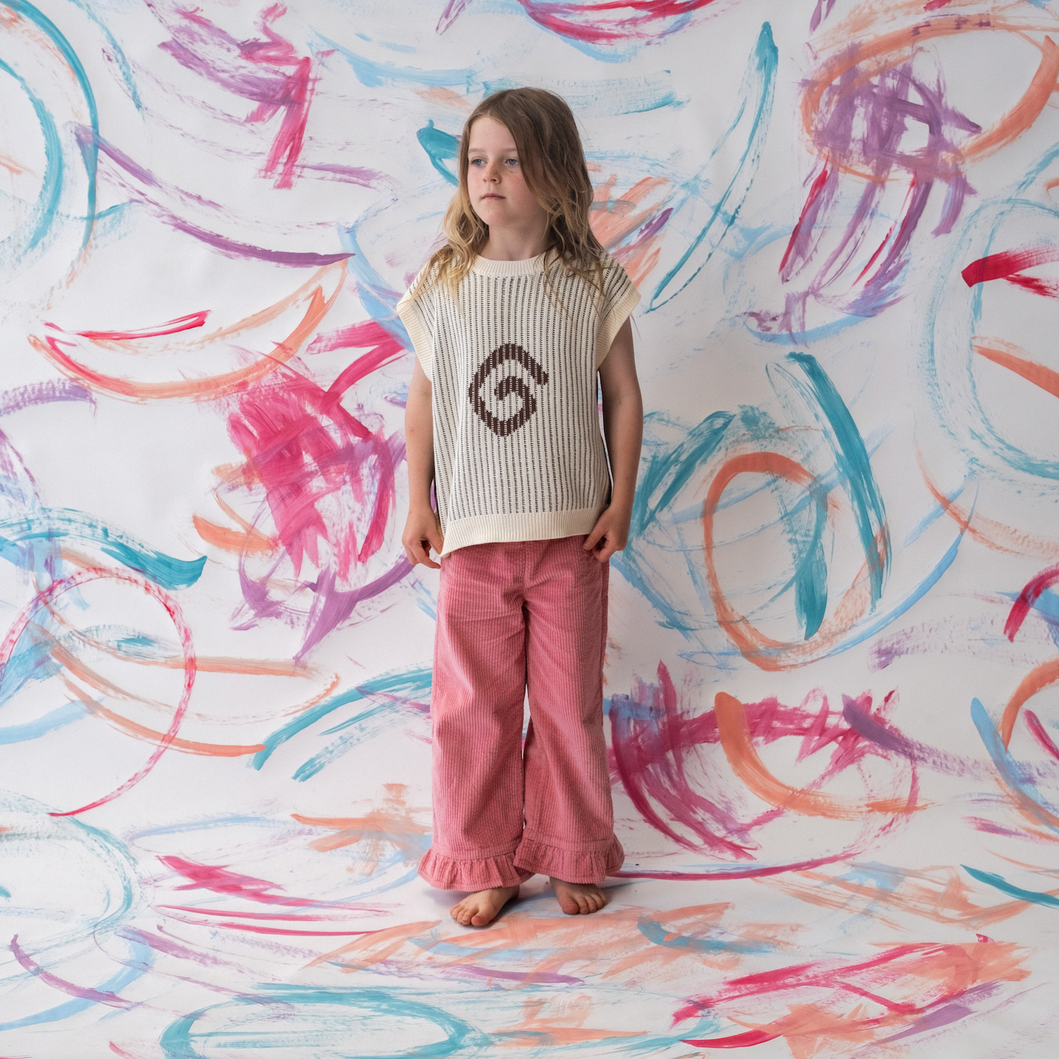 GROWN ORGANIC SWIRL KNIT VEST: MILK