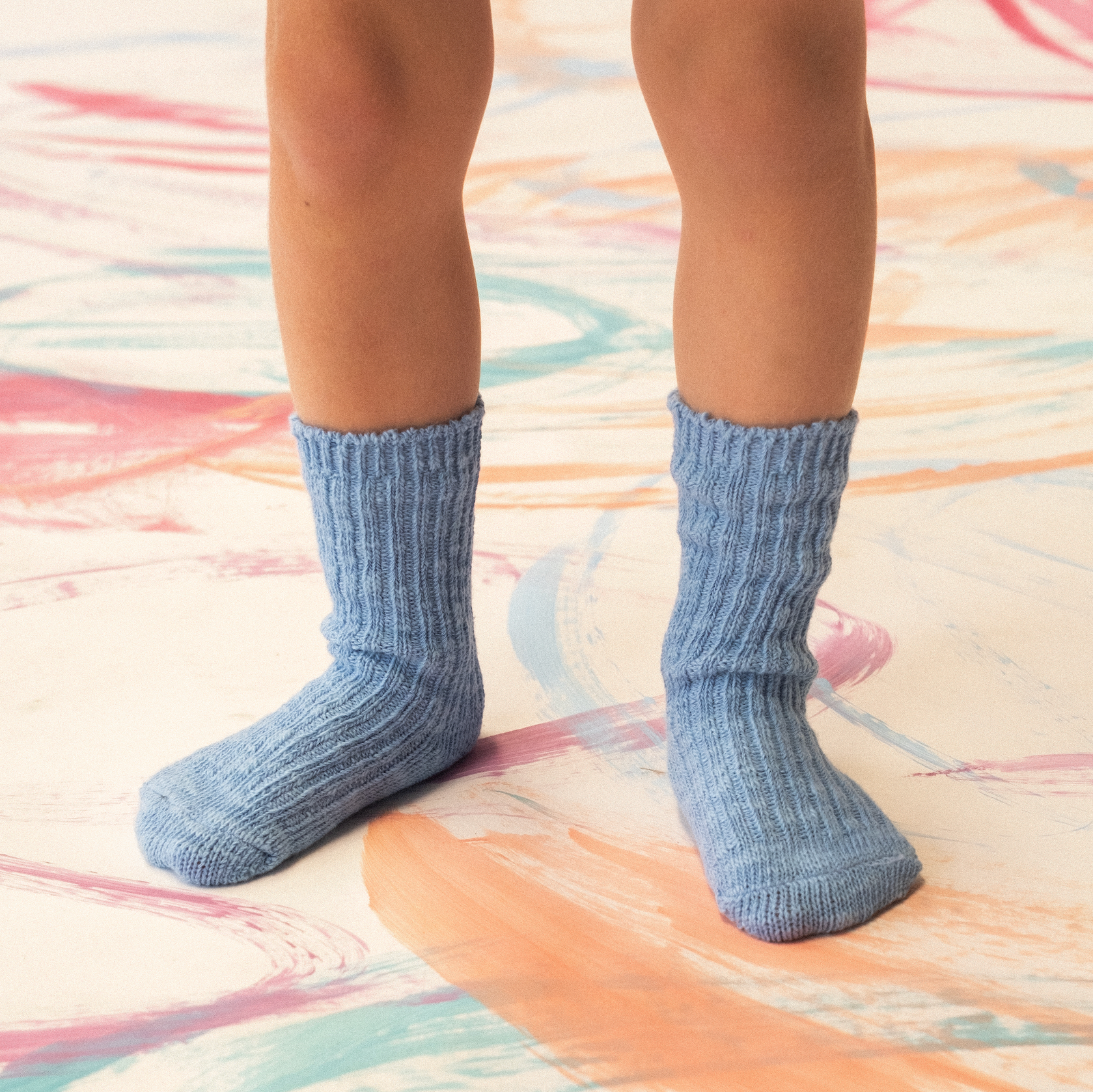 GROWN COTTON SLUB CHUNKY RIB SOCKS: DUCK EGG