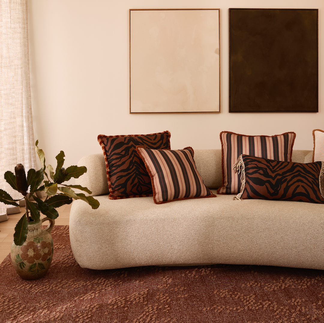 BONNIE AND NEIL BOLD ZEBRA CHOCOLATE CUSHION: 60X40CM