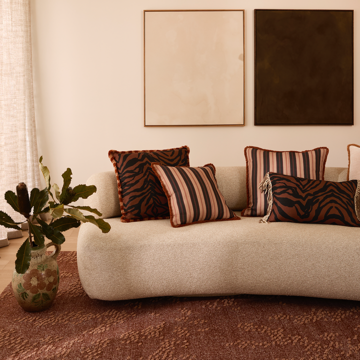 BONNIE AND NEIL BOLD ZEBRA CHOCOLATE CUSHION: 60X40CM