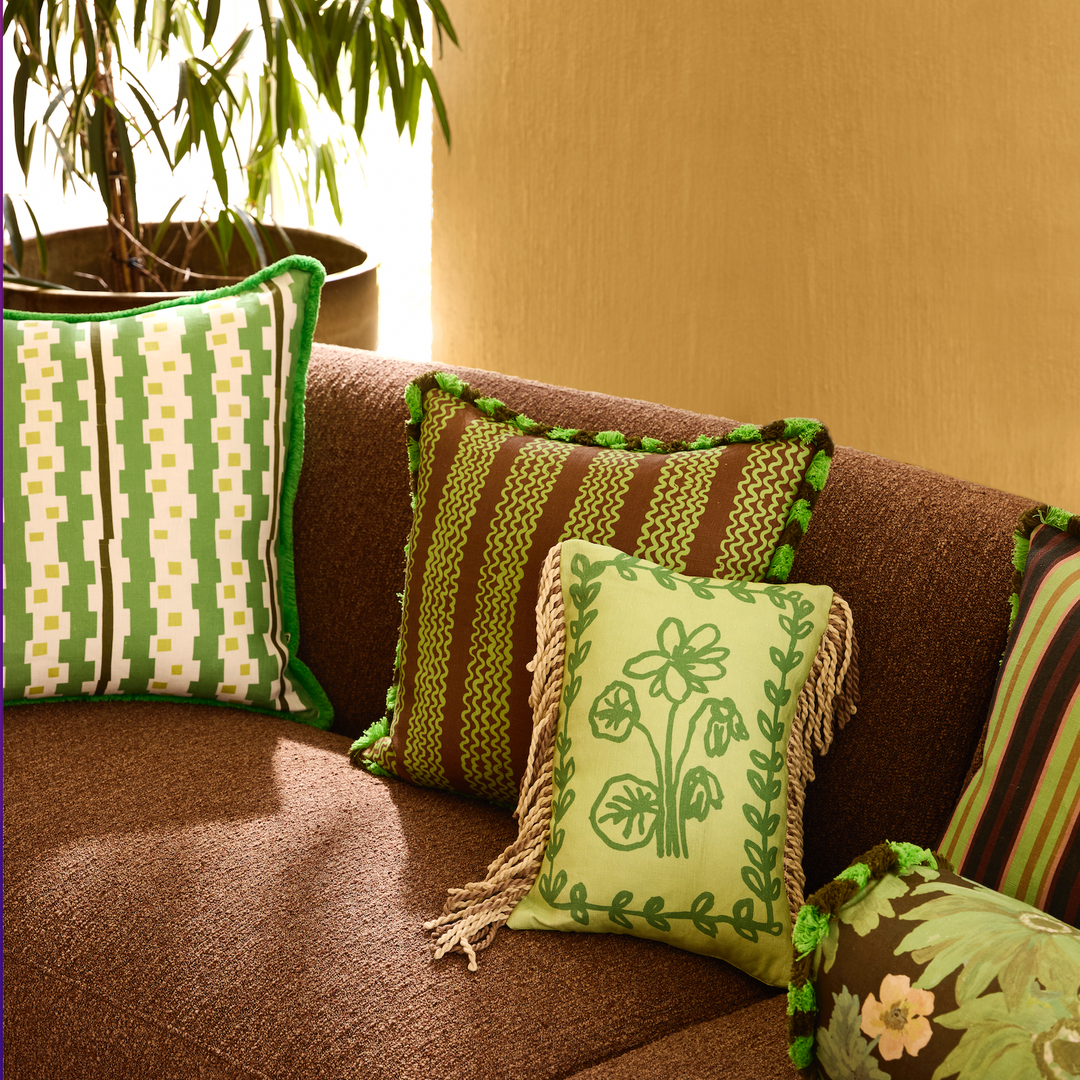 BONNIE AND NEIL PETRA CUSHION: GREEN/ 40X30CM