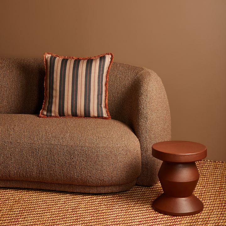 BONNIE AND NEIL SUITING STRIPE CUSHION: BLACK TAN/50CM