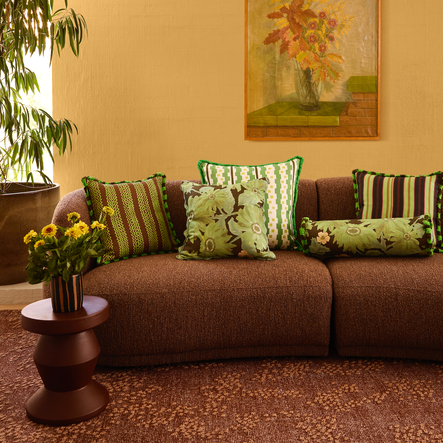 BONNIE AND NEIL SUITING STRIPE CUSHION: EMERALD/50CM