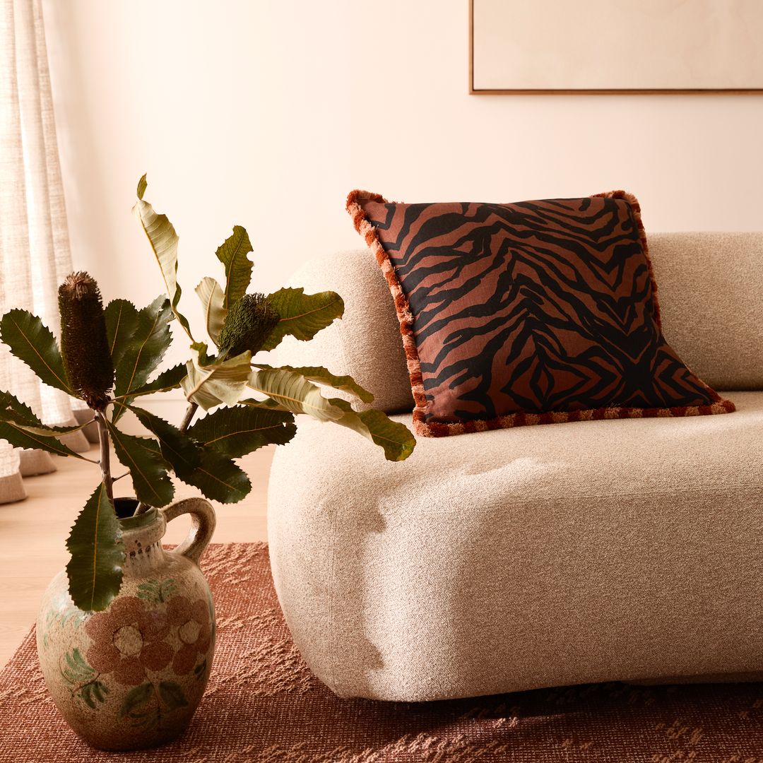 BONNIE AND NEIL ZEBRA CHOCOLATE CUSHION: 60CM