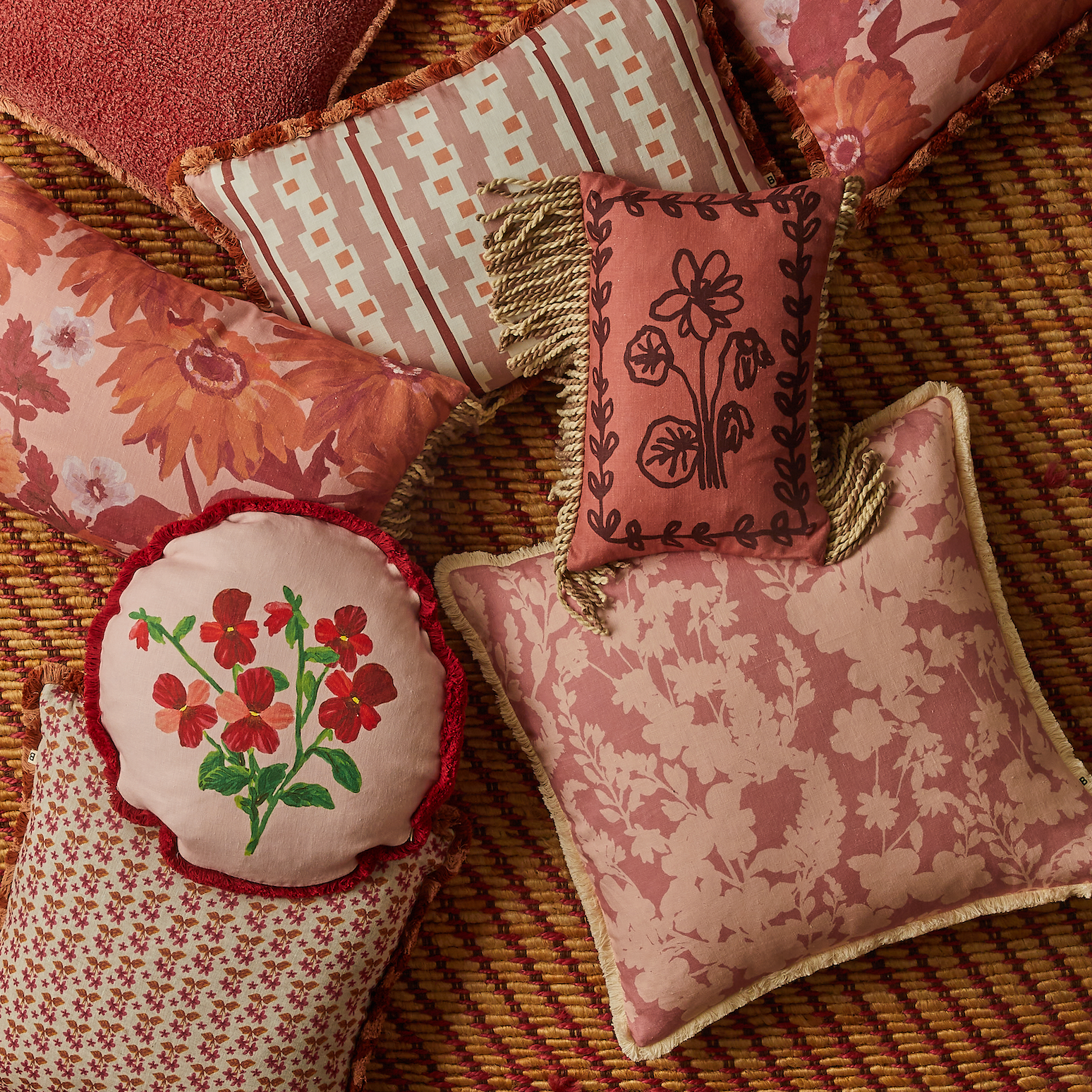 BONNIE AND NEIL MINI VIOLA ROUND CUSHION: 45CM