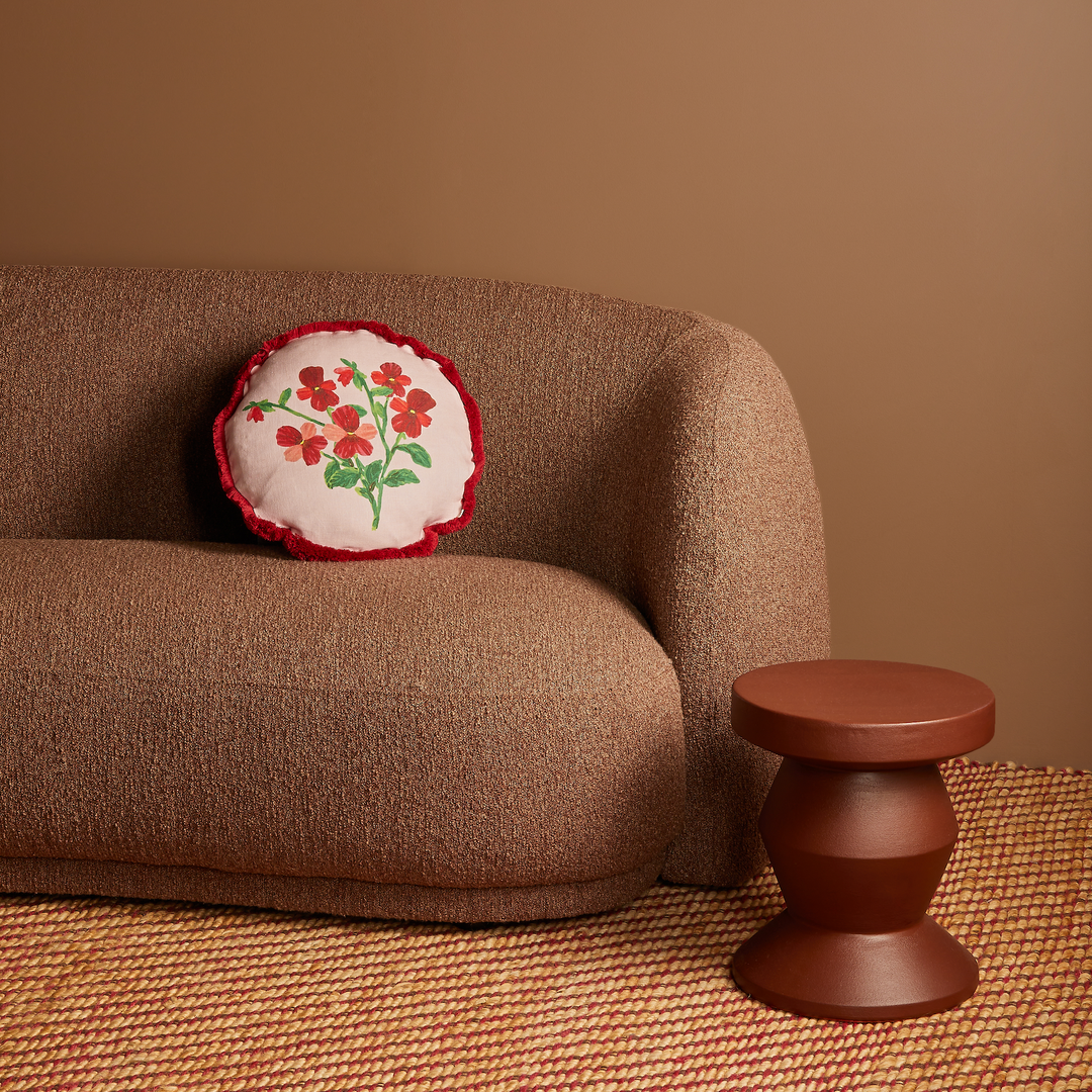 BONNIE AND NEIL MINI VIOLA ROUND CUSHION: 45CM