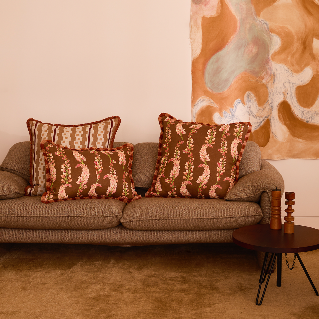 BONNIE AND NEIL PENNY BROWN CUSHION: 60X40CM