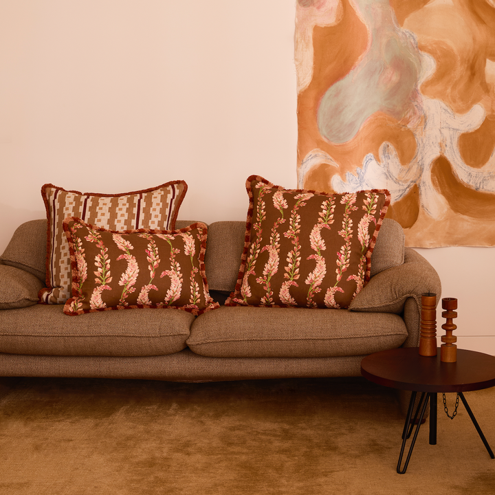 BONNIE AND NEIL PENNY BROWN CUSHION: 60X40CM