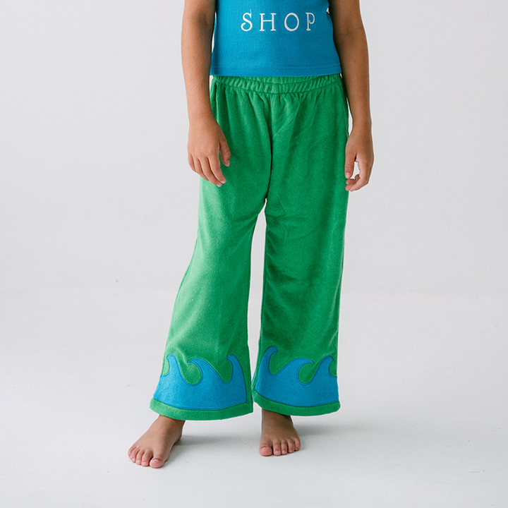 SPICY DUGONG KIDS WAVE TERRY PANTS: SEAWEED SPLASH