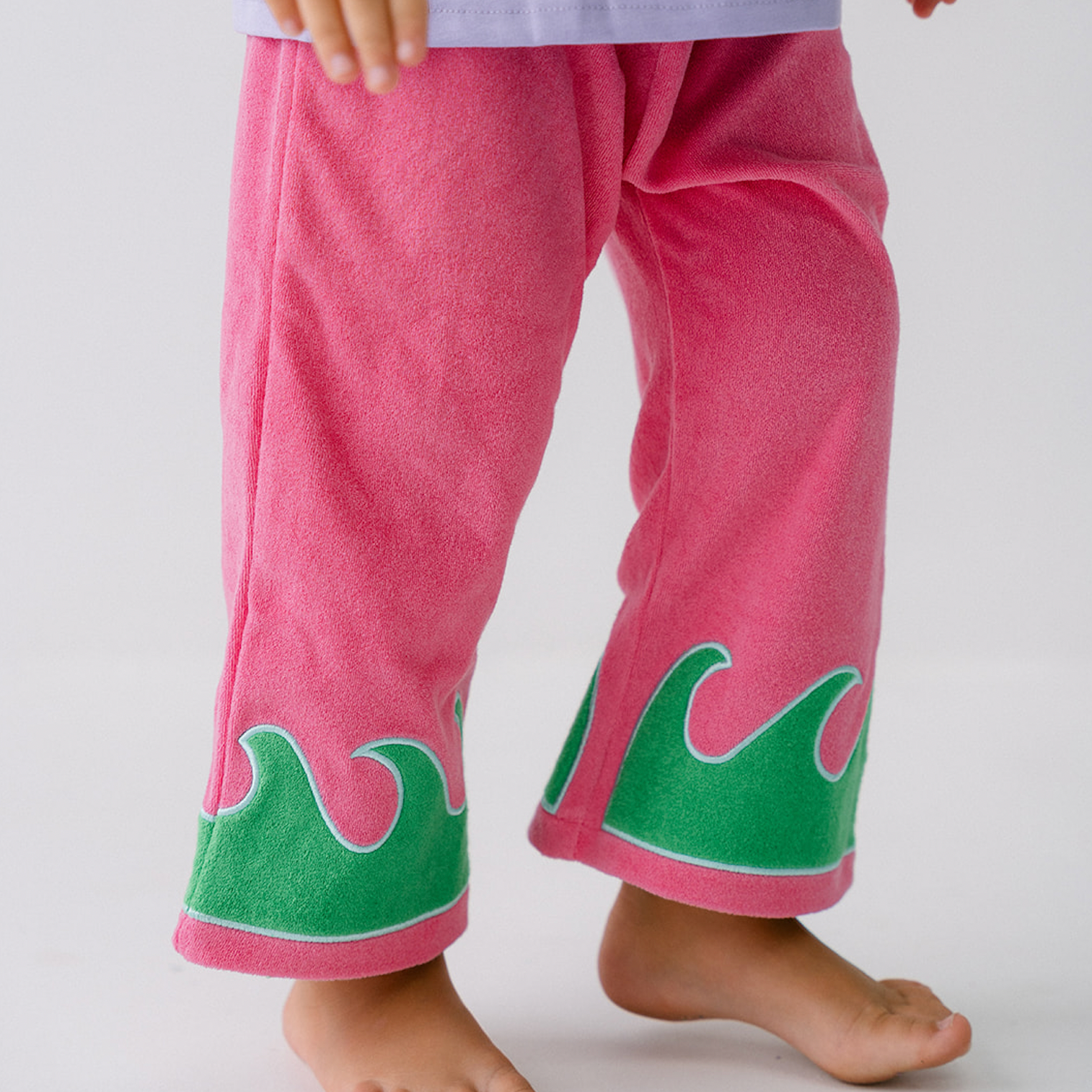 SPICY DUGONG KIDS WAVE TERRY PANTS: PINK & RED