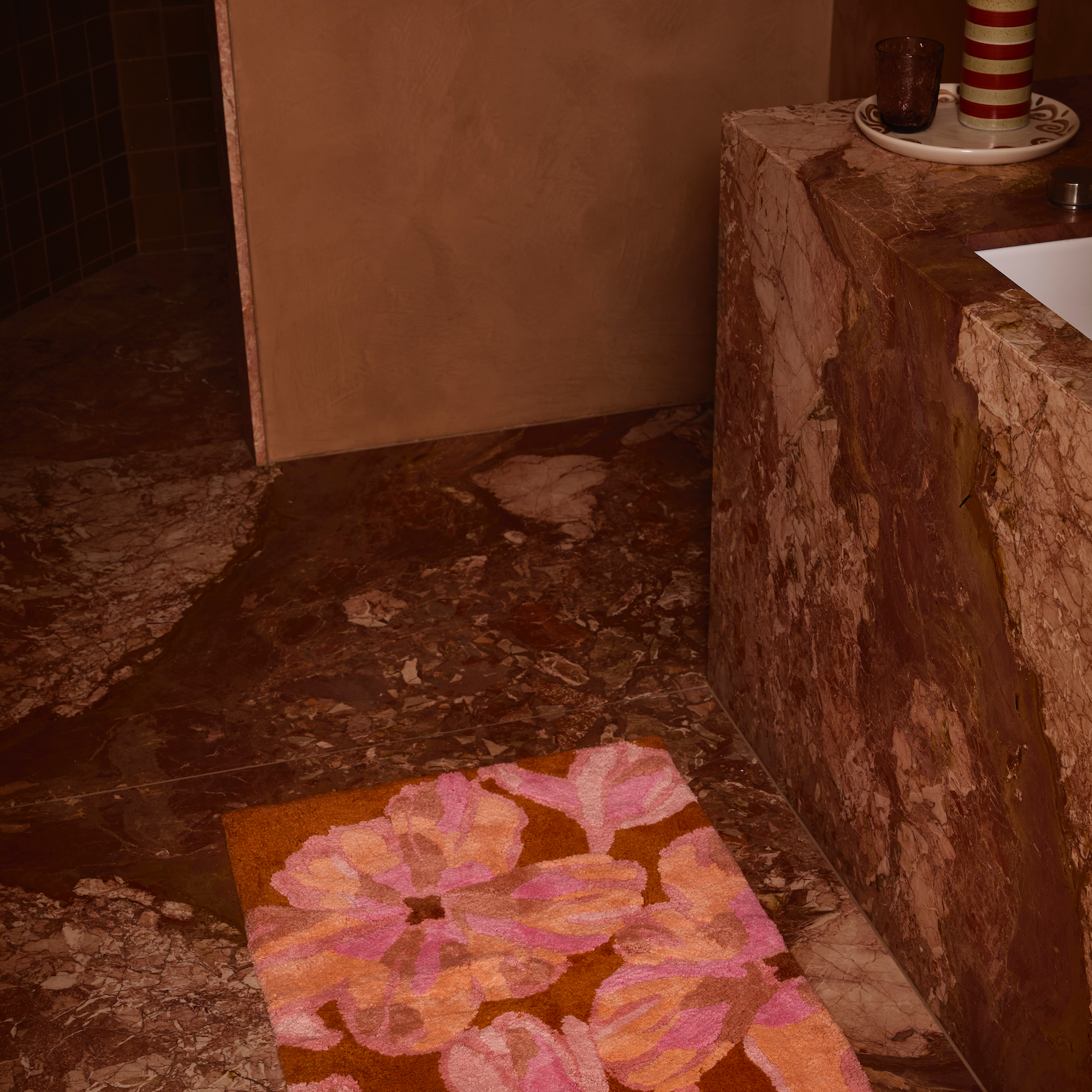 BONNIE AND NEIL DUTCH FLORAL BATH MAT: PINK