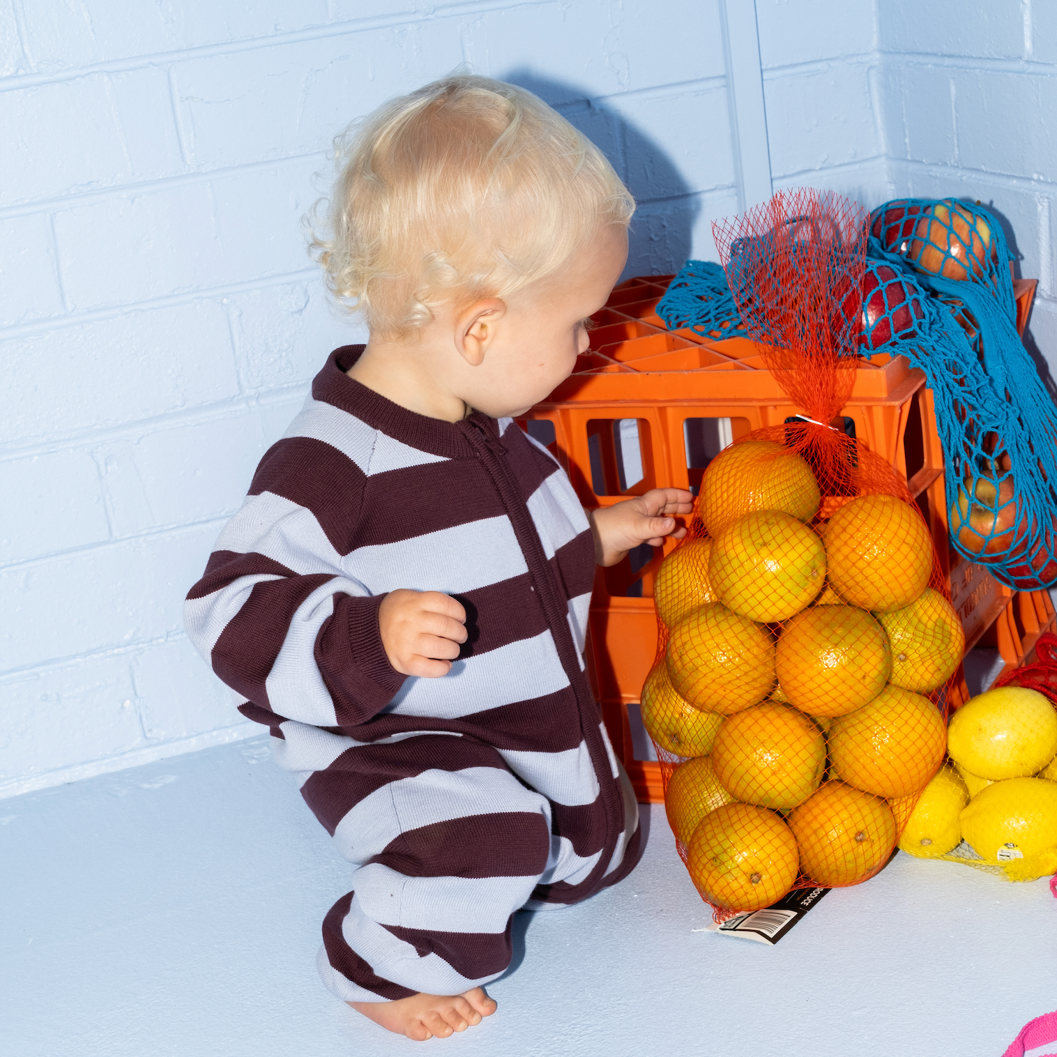 GROWN ORGANIC KNIT ZIP STARSUIT: PLUM & HAZE