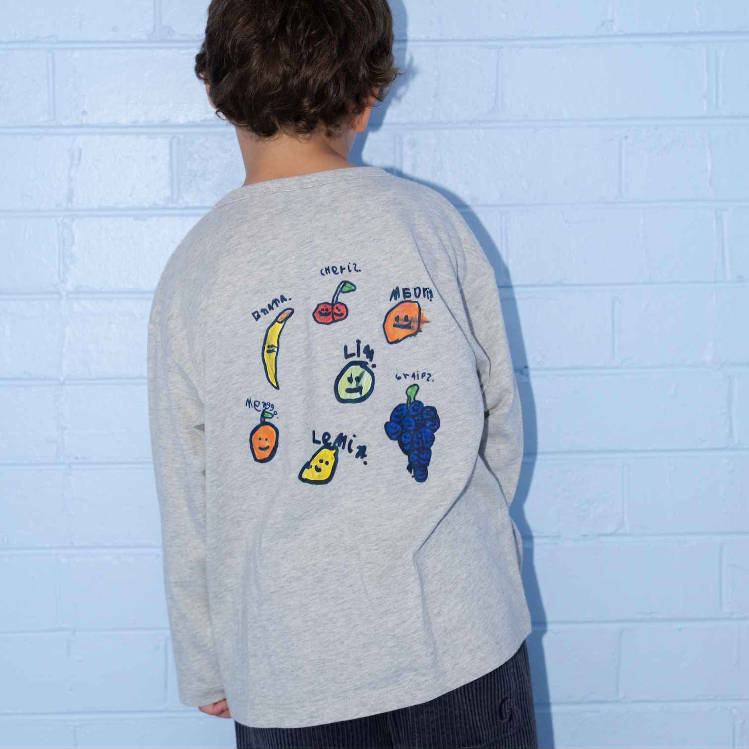 GROWN ORGANIC FRUIT SALAD L/SLEEVE TEE: GREY MARLE