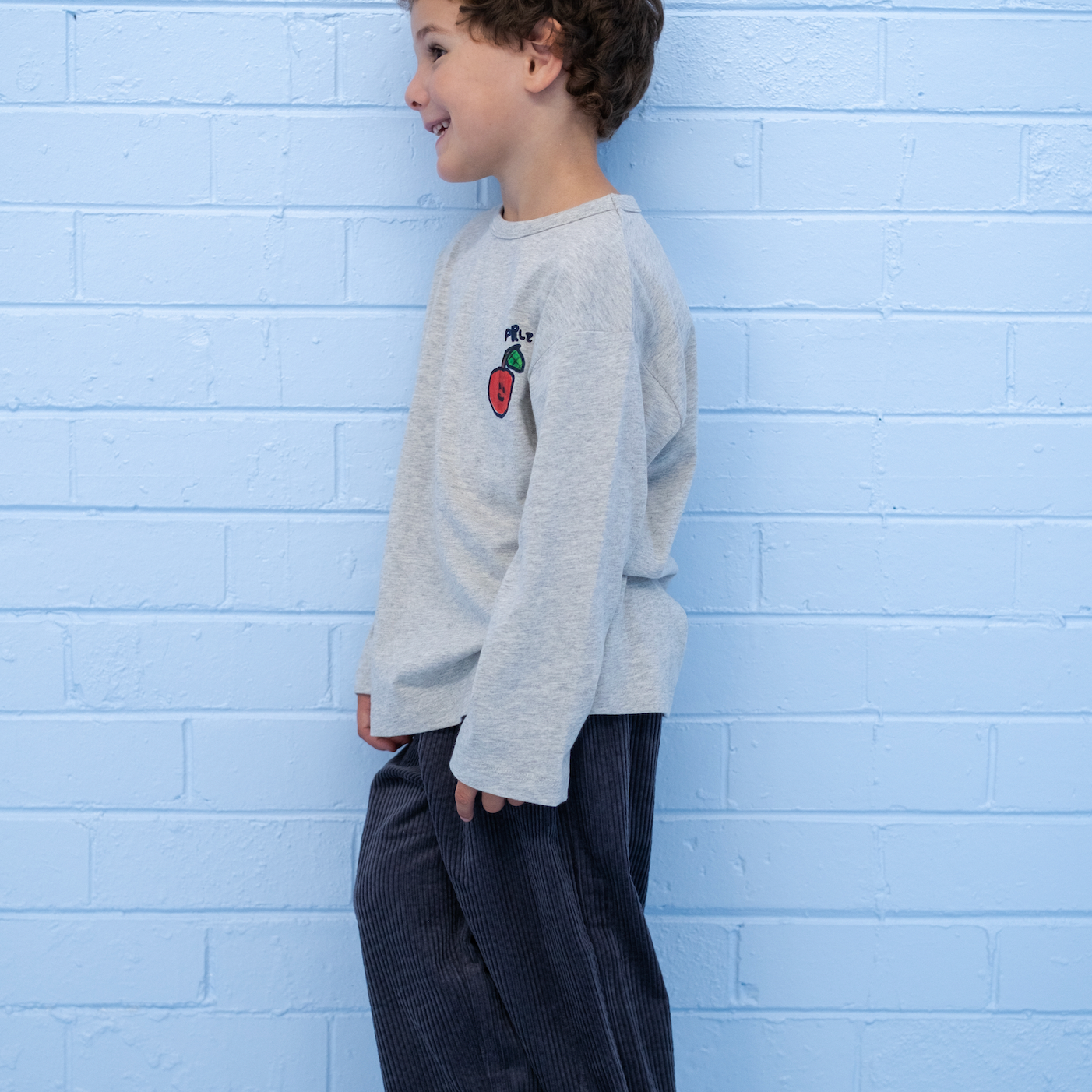 GROWN ORGANIC FRUIT SALAD L/SLEEVE TEE: GREY MARLE