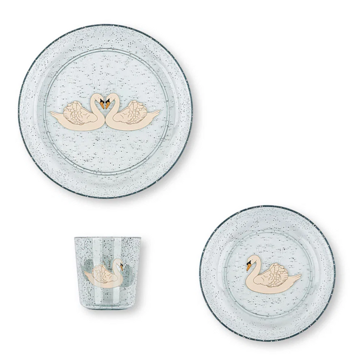 Konges Sløjd Sparkly Dinner Set: Swan Blue