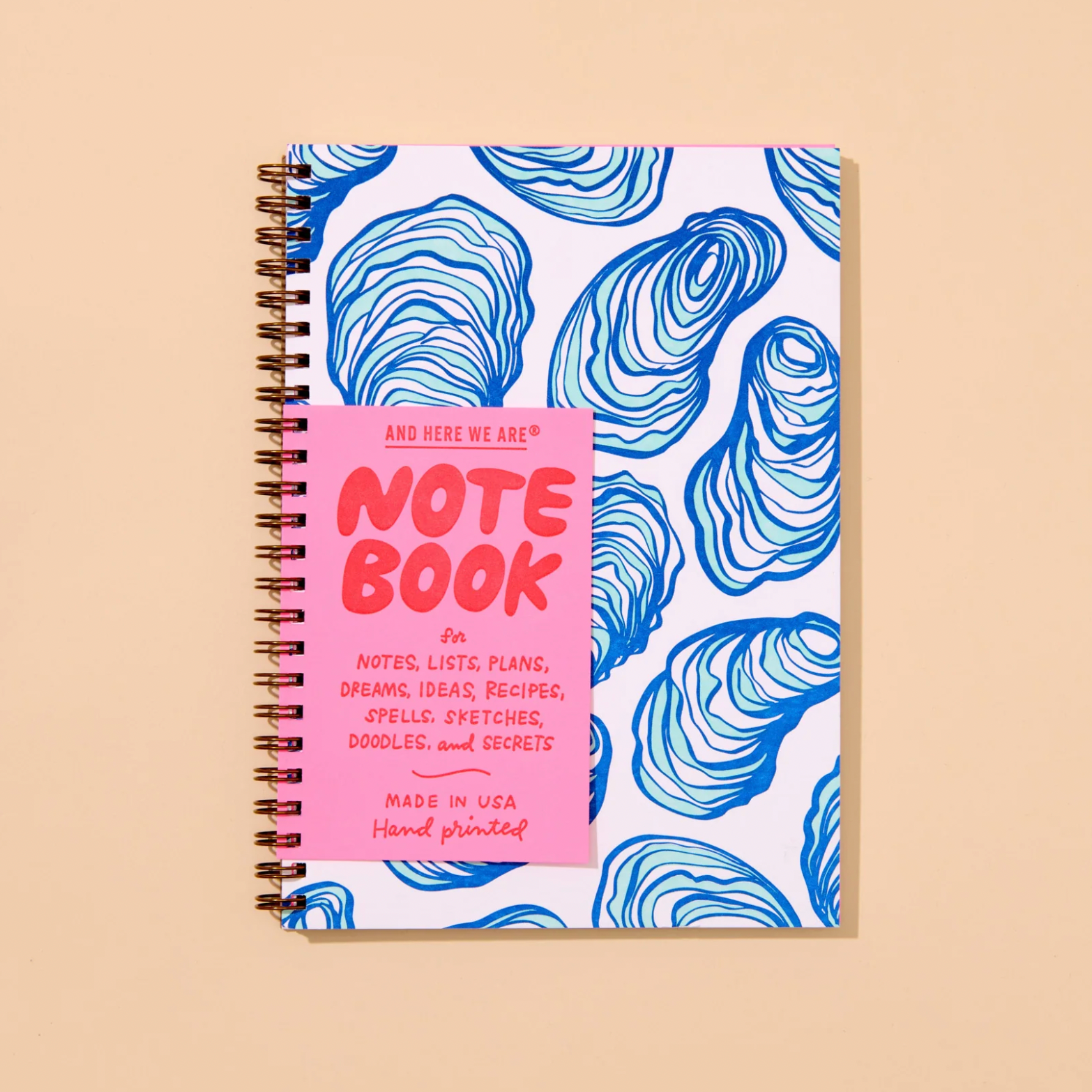 AND HERE WE ARE OYSTER A5 SPIRAL NOTEBOOK