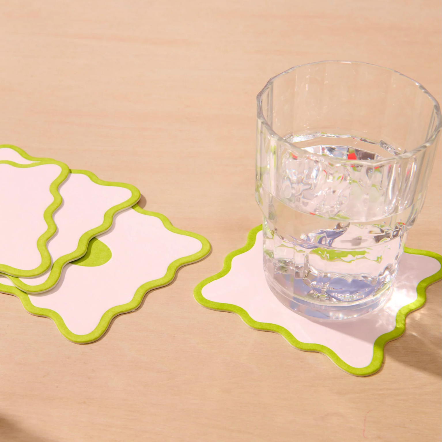 AND HERE WE ARE CRUDITE VELLUM COASTERS 4PC: OLIVE