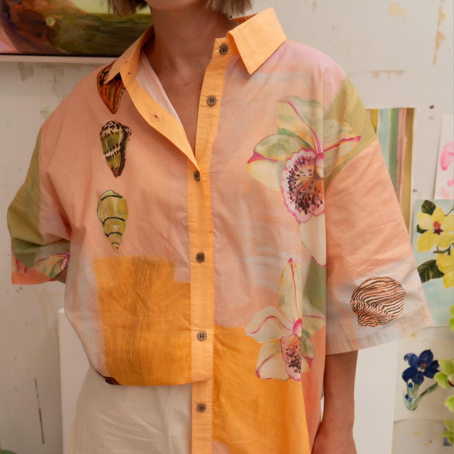 WF X ANNIE EVERINGHAM OVER SWIM SHIRT: PASTEL SEA