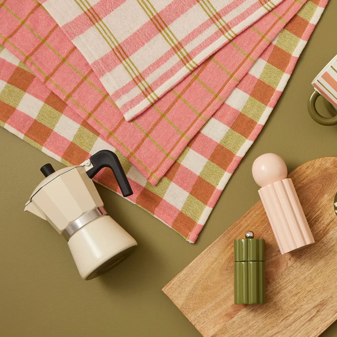 KIT RECYCLED COTTON TEA TOWEL 3PC: PINK