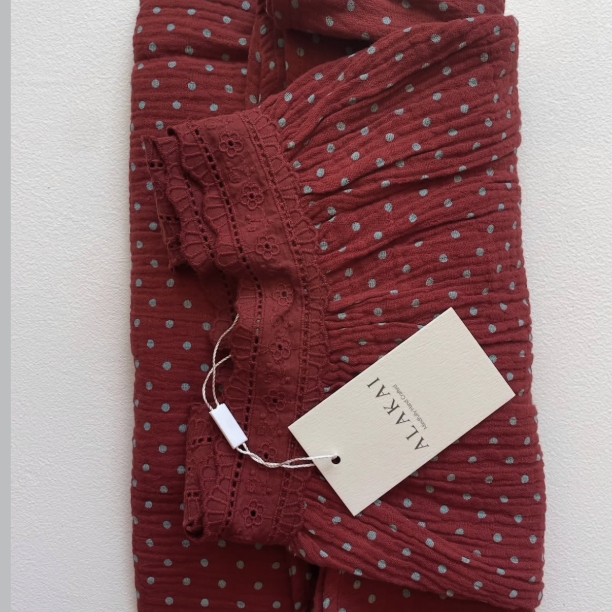 ALAKAI JUNO LACE NECK SLIP DRESS: CHOC / BABY BLUE POLKA DOT