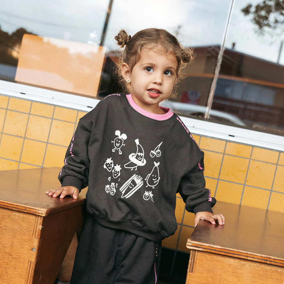 LENN LABEL SNACK PULLOVER: CHARCOAL