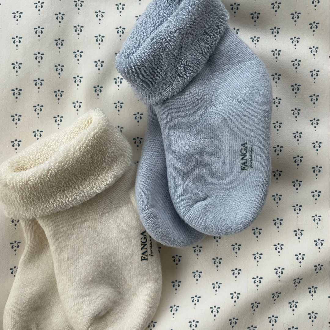 Konges Sløjd Vicino Terry Socks 2PC Grey Dawn - baby terry cotton socks two pack