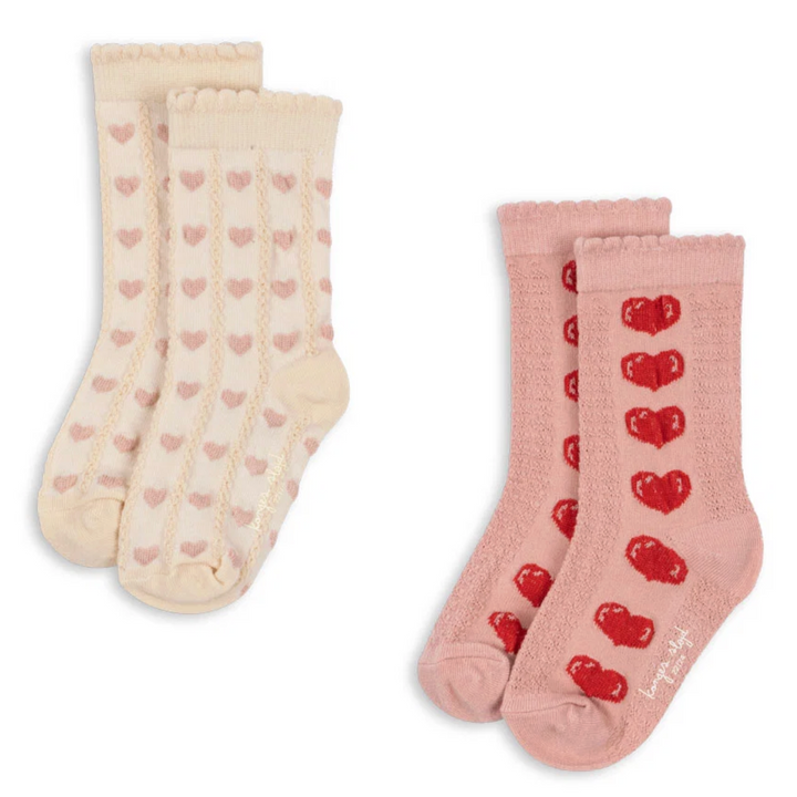 Konges Sløjd 2 Pack Heart Socks Heart Mix - kids jacquard socks