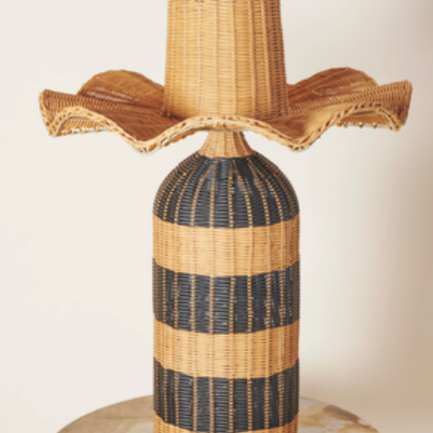 KIP &amp; CO THE CHARLIE STRIPES RATTAN LAMP