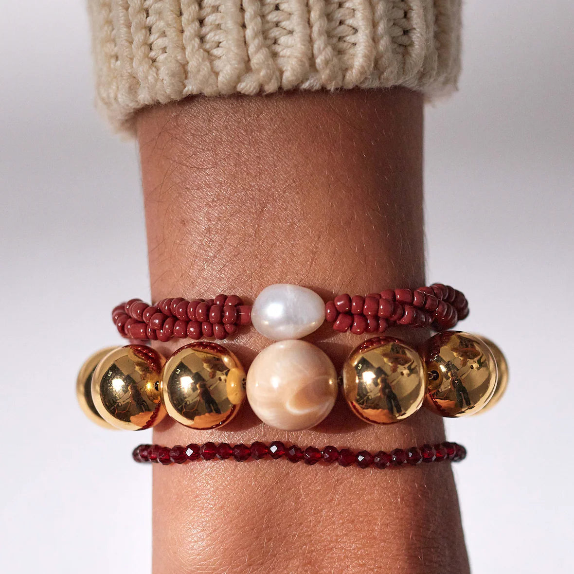 ANNI LU TAN LINE BRACELET: DEEP BURGUNDY