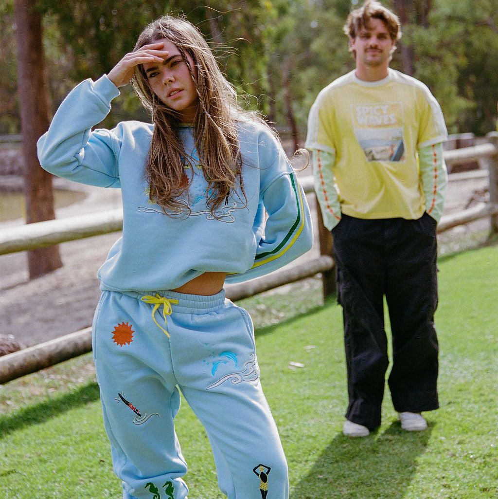 SPICY DUGONG ADULTS BLUE CRUSH TRACKSUIT PANTS