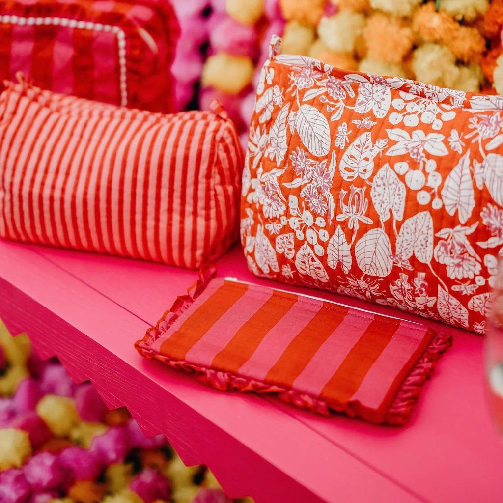 HAVANA RED PINK FRILL ZIP POUCH