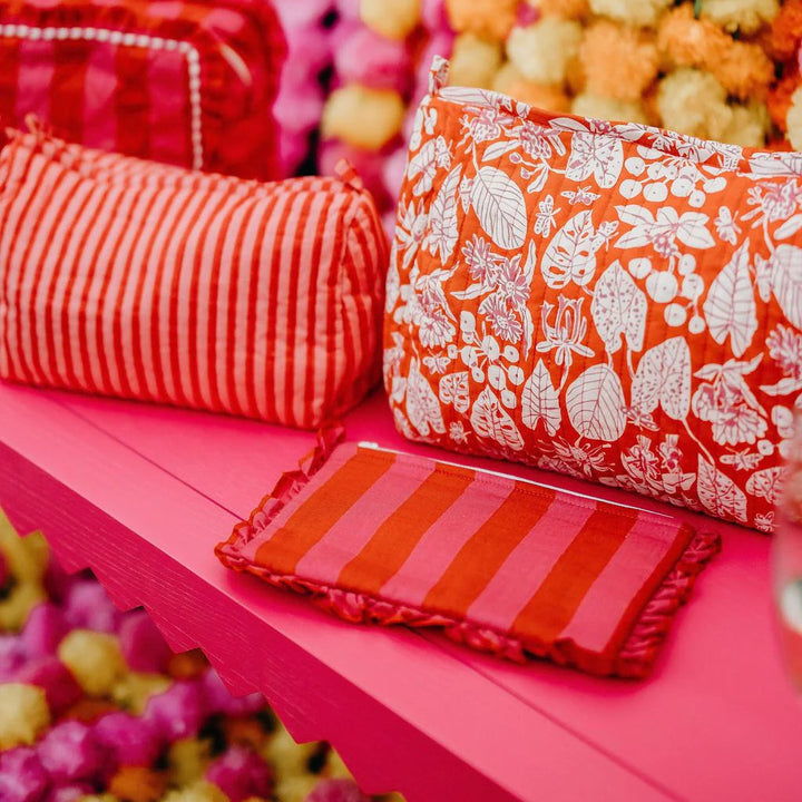 HAVANA RED PINK FRILL ZIP POUCH