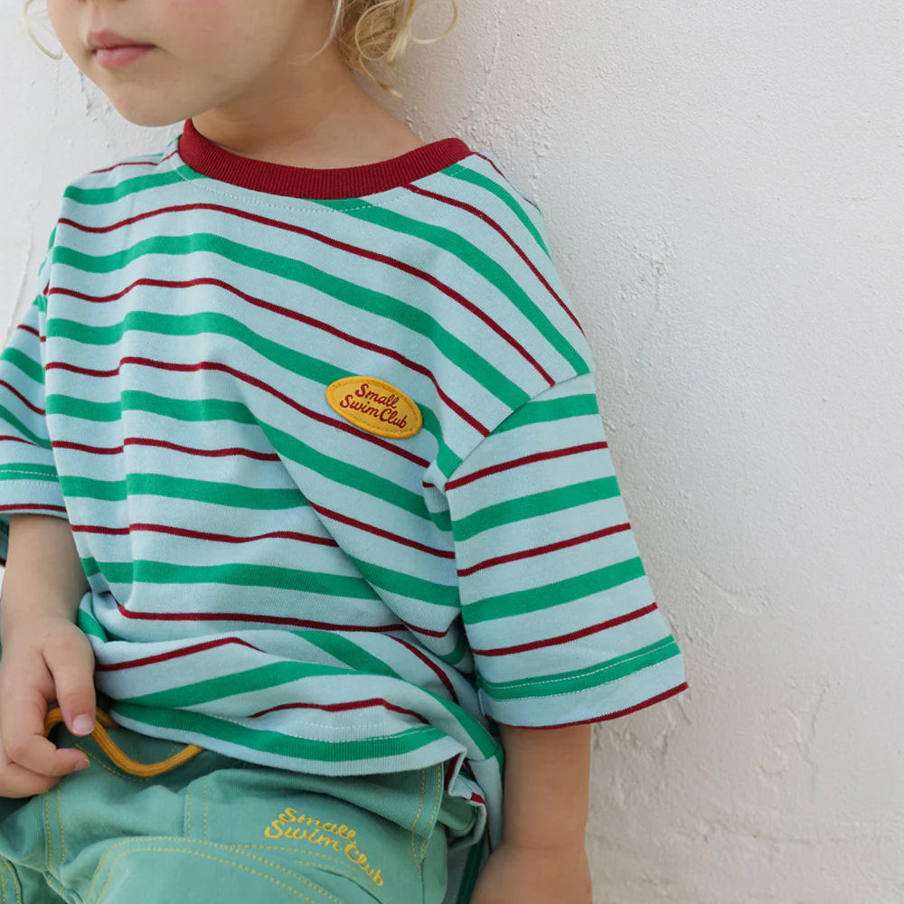 SMALL SWIM CLUB GREEN STRIPE T-SHIRT
