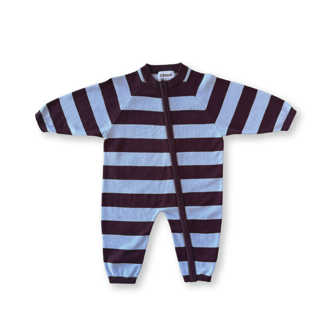 GROWN ORGANIC KNIT ZIP STARSUIT: PLUM &amp; HAZE